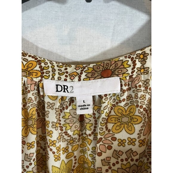 DR2 Large Yellow Gold Floral Tunic Blouse - Picture 2 of 7